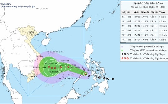 Thời tiết hôm nay 26.11: Bão di chuyển nhanh vào Biển Đông, tác động đến đất liền nước ta thế nào?