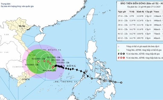 Thời tiết hôm nay 28.11: Bão số 15 khó lường, khả năng cao gây mưa lớn diện rộng