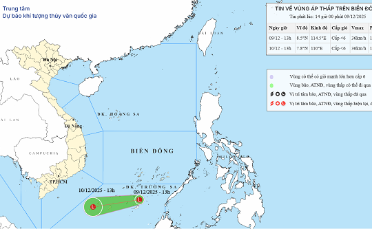 Thời tiết hôm nay 10.12: Áp thấp mới xuất hiện trên Biển Đông, miền Trung mưa dữ dội