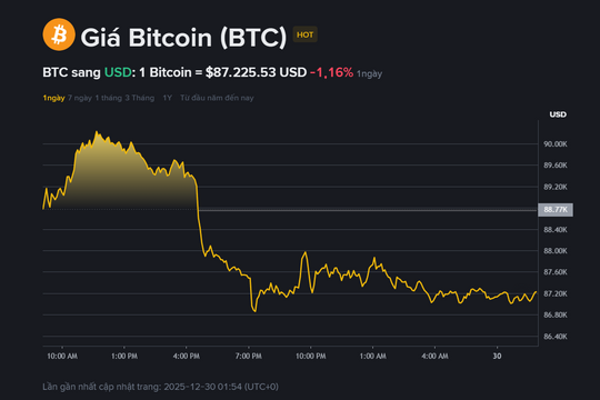Giá Bitcoin hôm nay 30.12: Chững lại dưới 90.000 USD, thị trường đang ở ngã rẽ quan trọng