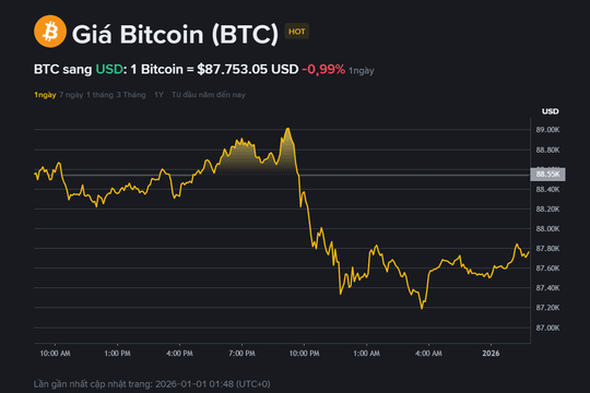 Giá Bitcoin hôm nay 1.1: Giằng co quanh mốc 88.000 USD