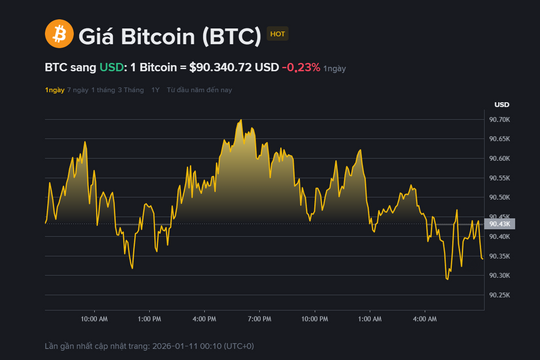 Giá Bitcoin hôm nay 11.1: Giằng co quanh 90.000 USD, xu hướng tăng ngắn hạn chững lại
