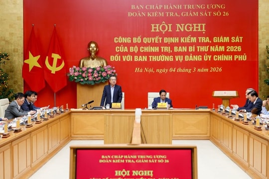 Công bố quyết định kiểm tra, giám sát của Bộ Chính trị đối với Ban Thường vụ Đảng ủy Chính phủ