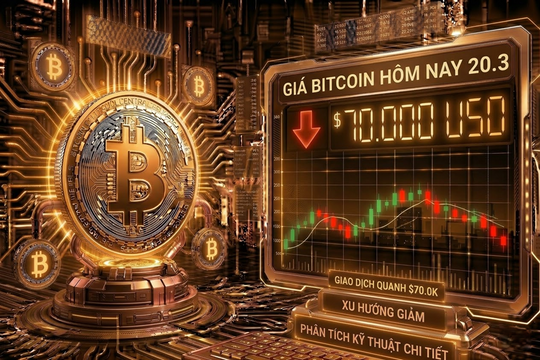 Giá Bitcoin hôm nay 20.3: Giảm về 70.000 USD, vùng hỗ trợ then chốt đang bị thử thách