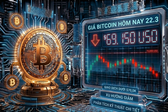 Giá Bitcoin hôm nay 22.3: Giảm dưới 70.000 USD, mất đà tăng do xung đột Trung Đông kéo dài?