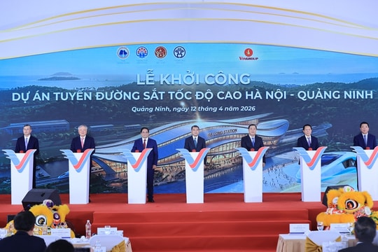 Thủ tướng Lê Minh Hưng dự Lễ khởi công Dự án tuyến đường sắt tốc độ cao Hà Nội - Quảng Ninh