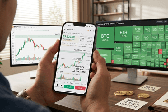 Giá Bitcoin hôm nay 17.4: Giữ vững vùng 75.000 USD, lực mua đang yếu dần?
