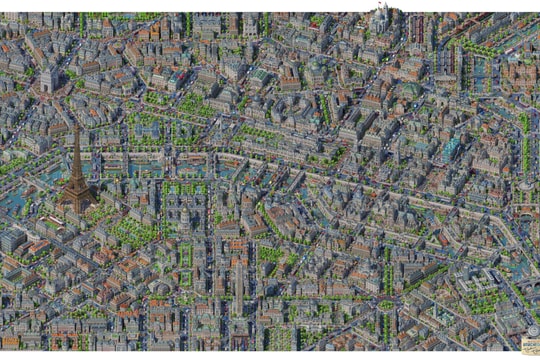 Không dùng AI, nghệ sĩ tái hiện Paris bằng bản đồ 15 tỷ pixel