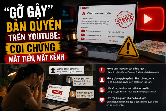 ‘Gỡ gậy’ bản quyền trên YouTube: Coi chừng mất tiền, mất kênh