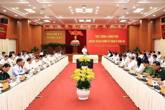Thủ tướng Lê Minh Hưng làm việc với Ban Thường vụ Thành uỷ Đồng Nai