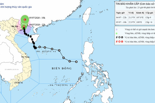 Thời tiết hôm nay 5/7: Bão số 1 vào đất liền nước ta, hoàn lưu bão gây mưa lớn diện rộng