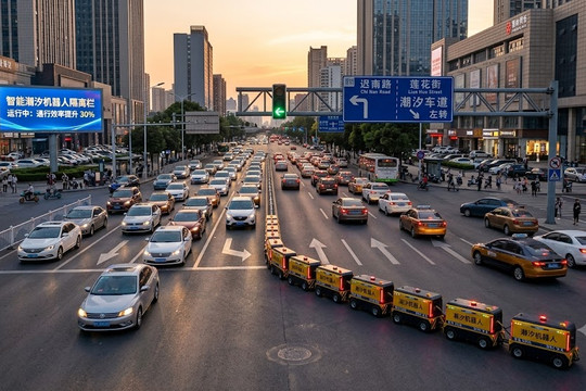 Trung Quốc ra mắt dải phân cách thông minh, tự mở thêm làn đường khi ùn tắc
