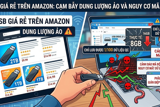 USB giá rẻ trên Amazon: Cạm bẫy dung lượng ảo và nguy cơ mã độc
