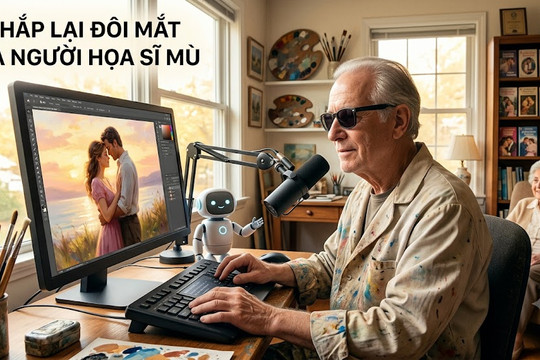 AI 'thắp sáng' lại đôi mắt của người họa sĩ mù