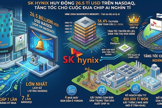 SK Hynix huy động thành công 26,5 tỉ USD trên Nasdaq