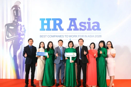 Tạp chí nhân sự hàng đầu Châu Á - HR ASIA tiếp tục vinh danh Vietcombank tại tất cả các hạng mục giải thưởng “Nơi làm việc tốt nhất châu Á” năm 2026