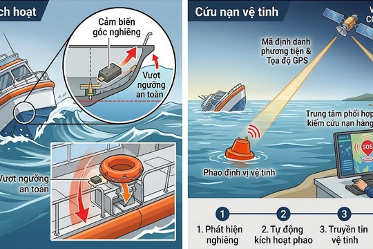 Giải pháp công nghệ cứu hộ trên biển: Cảm biến góc nghiêng tự động gọi cứu nạn vệ tinh