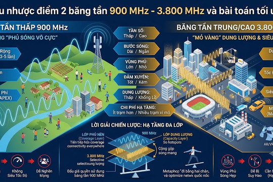 'So găng' ưu nhược điểm 2 băng tần 900 MHz - 3.800 MHz và bài toán tối ưu