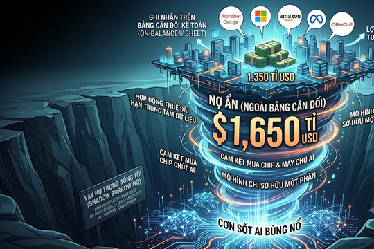 Nợ chìm của 5 Big Tech Mỹ vọt lên 1.650 tỉ USD vì cơn sốt AI