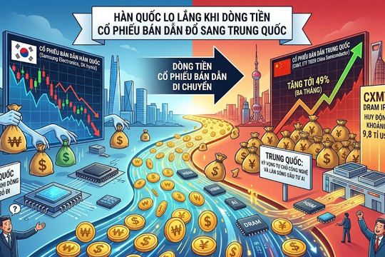Hàn Quốc lo lắng khi dòng tiền cổ phiếu bán dẫn đổ sang Trung Quốc