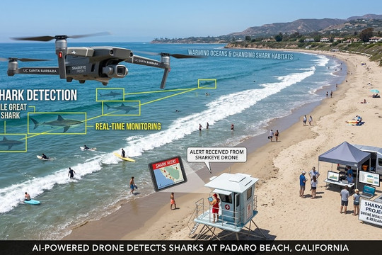 Drone tích hợp AI bảo vệ du khách khỏi bị cá mập tấn công