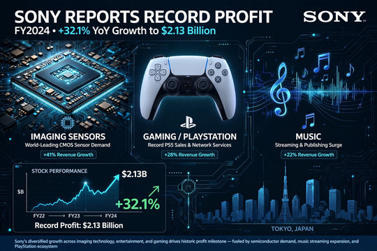 Sony lãi hơn 2 tỉ USD nhờ chip cảm biến, game và âm nhạc