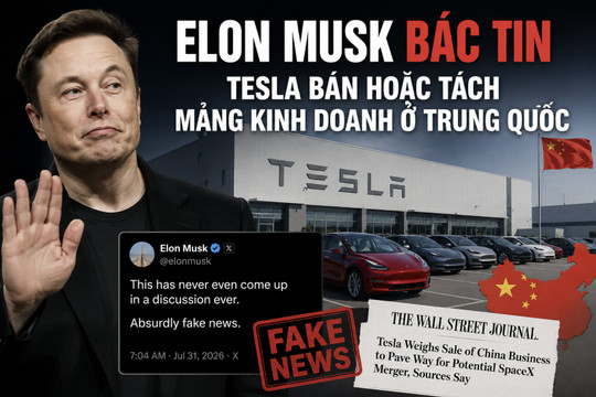 Elon Musk bác tin Tesla bán mảng kinh doanh ở Trung Quốc