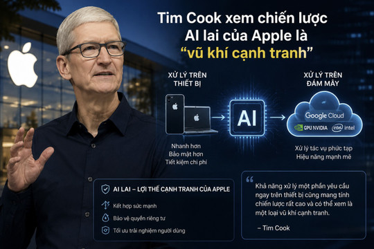 Tim Cook xem chiến lược AI lai của Apple là ‘vũ khí cạnh tranh’