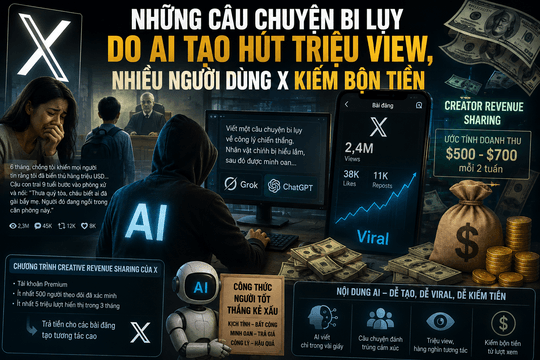 AI tạo những câu chuyện bi lụy hút triệu view, nhiều người dùng X kiếm bộn tiền