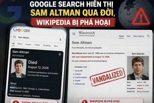 Google Search hiển thị Sam Altman qua đời khi Wikipedia bị phá hoại