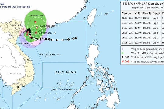 Thời tiết hôm nay 23/8: Bão số 4 khiến hàng loạt tỉnh thành miền Bắc mưa không ngớt