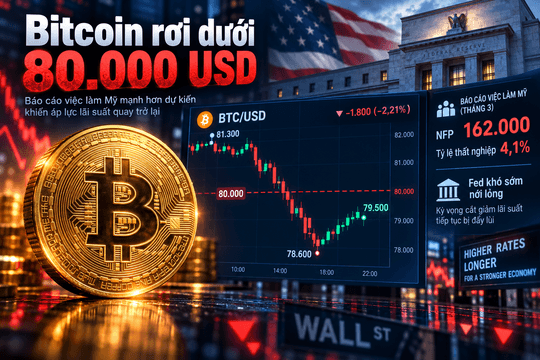 Giá Bitcoin hôm nay 5/9: Rơi dưới 80.000 USD sau cú sốc việc làm Mỹ