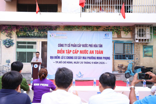 Diễn tập ứng phó sự cố chất lượng nước tại chung cư Cây Mai