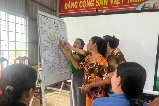 Phụ nữ Khmer ở Cà Mau học bón phân đúng cách để làm lúa phát thải thấp