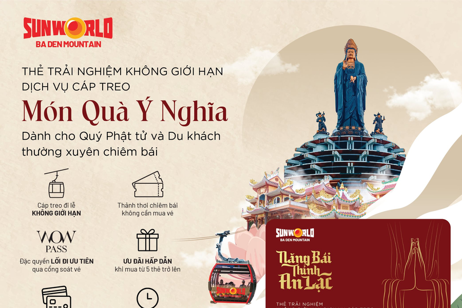 Sun World Ba Den Mountain ra mắt thẻ trải nghiệm không giới hạn dịch vụ cáp treo
