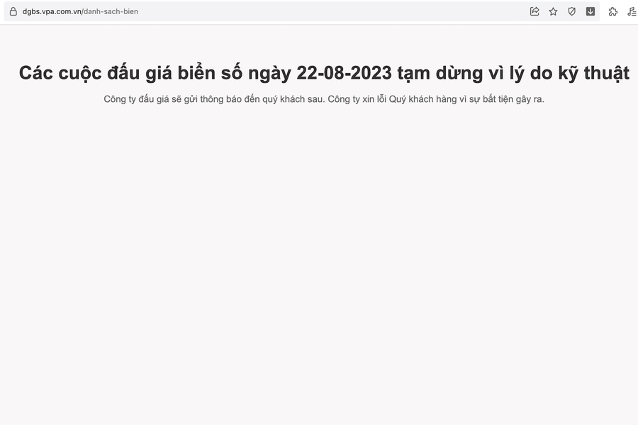 Đơn vị tổ chức lên tiếng về sự cố kỹ thuật phải dừng cuộc đấu giá biển số xe