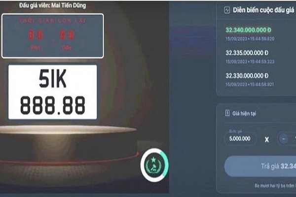 Biển số 51K-888.88 được chốt giá siêu 'khủng' ở mức hơn 32 tỉ đồng
