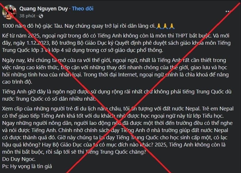 Đề nghị điều tra việc xuyên tạc về quyết định phê duyệt sách giáo khoa tiếng Trung Quốc