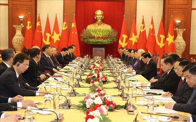 Tổng bí thư Nguyễn Phú Trọng hội đàm với Tổng bí thư Tập Cận Bình