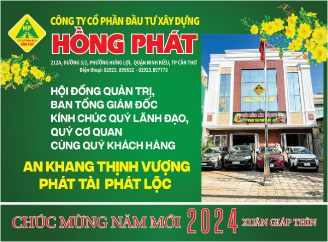 Công ty Đầu tư Xây dựng Hồng Phát chúc mừng quý khách hàng năm mới Giáp Thìn 2024