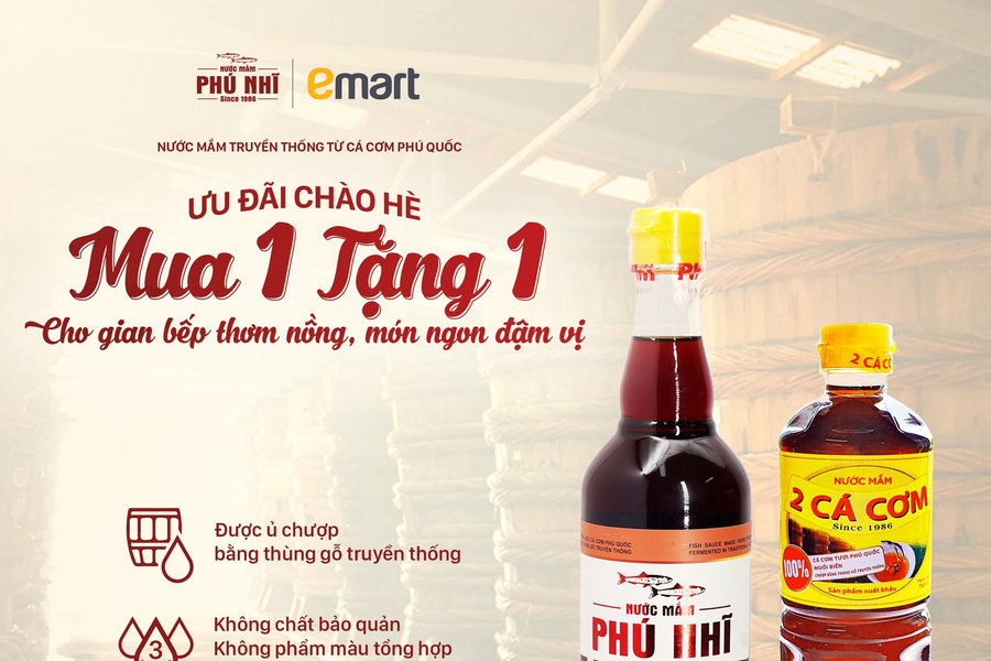 Nước mắm Phú Nhĩ từ cá cơm Phú Quốc: Ưu đãi chào hè 'mua 1 tặng 1'