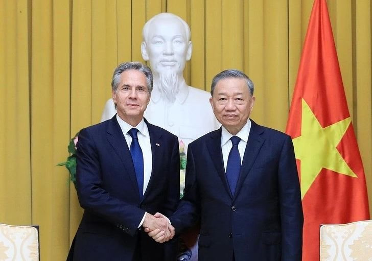 Chủ tịch nước Tô Lâm và Thủ tướng Phạm Minh Chính tiếp Ngoại trưởng Mỹ Antony Blinken