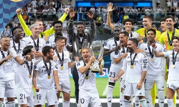 Mbappe ghi bàn giúp Real Madrid đoạt Siêu cúp châu Âu