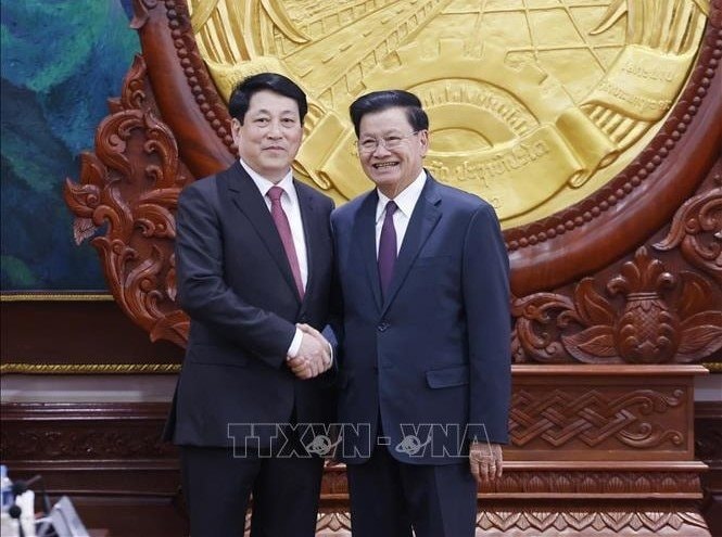 Chủ tịch nước Lương Cường hội đàm với Tổng Bí thư, Chủ tịch nước Lào Thongloun Sisoulith