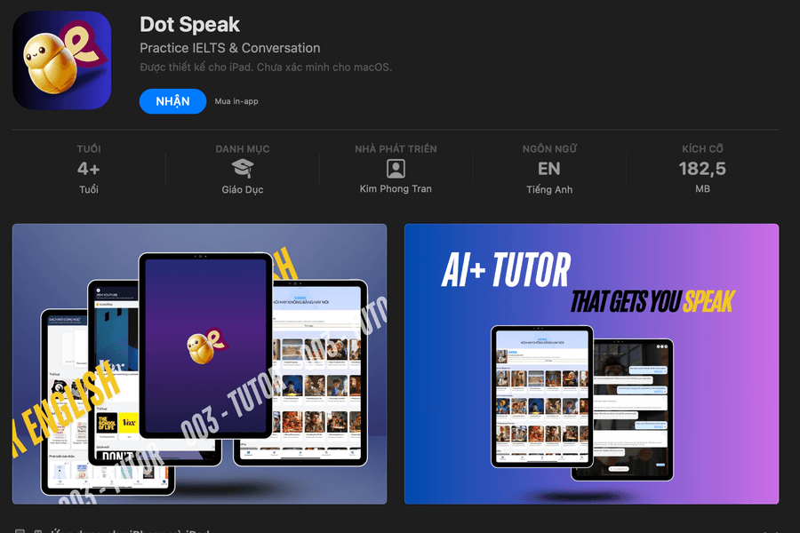 Ứng dụng học tiếng Anh tích hợp AI do start-up Việt phát triển có mặt trên App Store