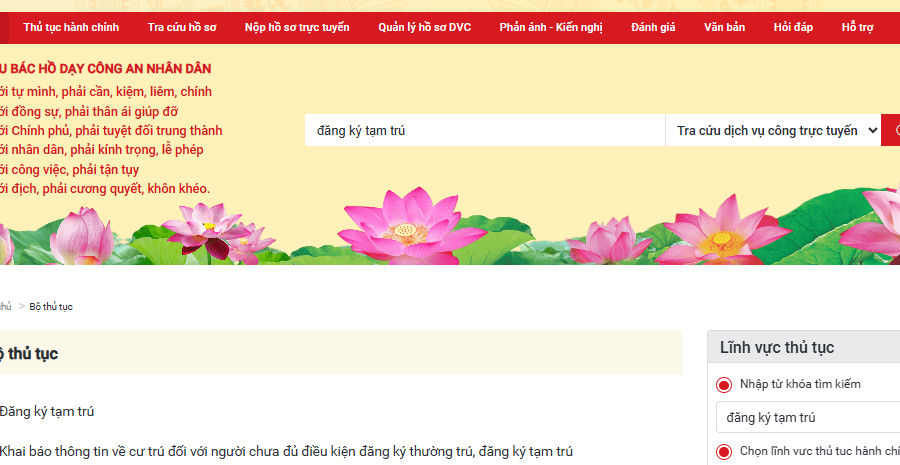 Hướng dẫn đăng ký tạm trú online trên Cổng dịch vụ công