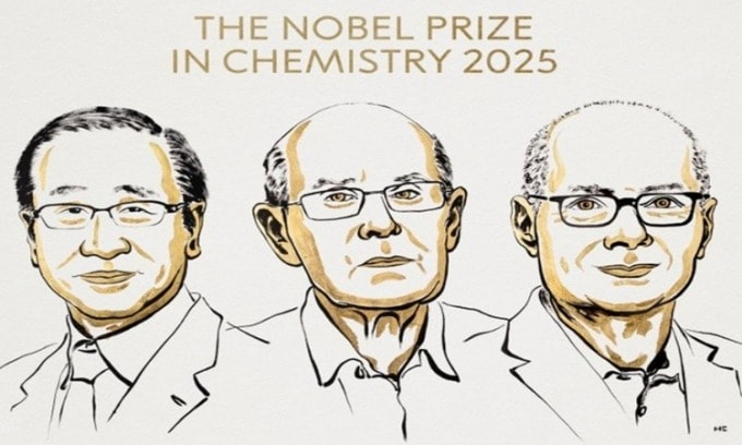 Nobel Hóa học 2025 trao cho nghiên cứu vật liệu chống biến đổi khí hậu