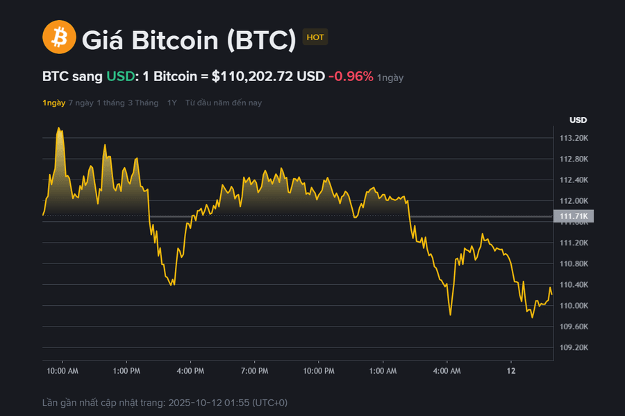 Giá Bitcoin hôm nay 12.10: Giảm sâu nhưng cơ hội hồi phục vẫn còn