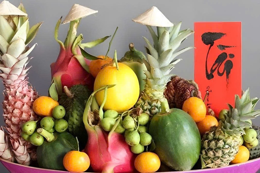 Chơi chữ hóm hỉnh trên mâm ngũ quả Tết miền Tây