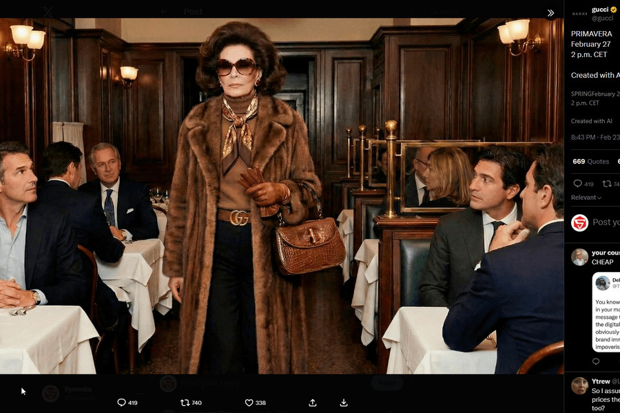 Hãng thời trang Gucci bị chỉ trích vì dùng AI tạo hình phong cách